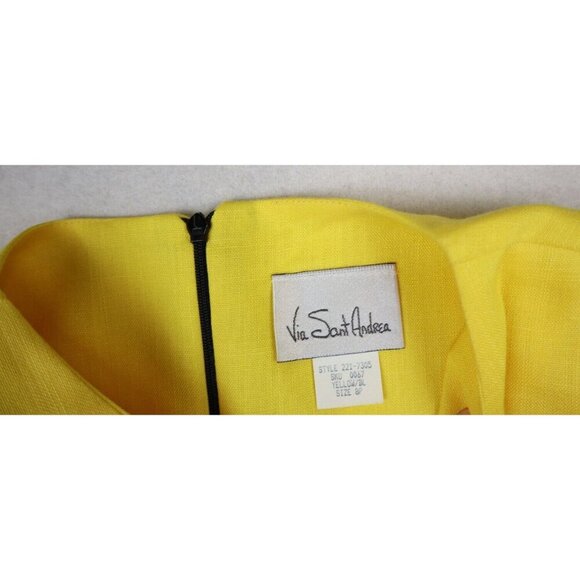 VINTAGE 80s WOMEN'S YELLOW & BLACK COLORBLOCK SHEATH DRESS VIA SANT ANDREA - 8P - Picture 5 of 8